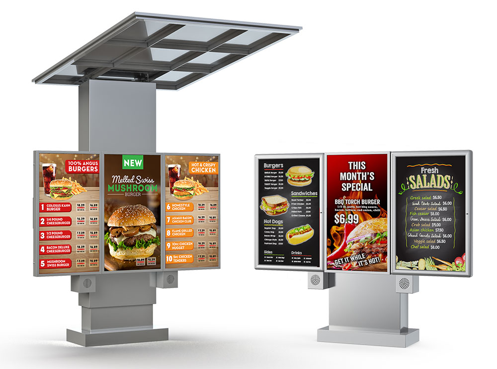 Freestanding Digital Drive Thru Menu Boards for coffee shop and restaurant
