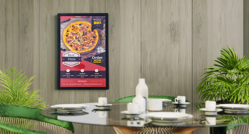 The best digital menu board for a pizza restaurant: E-paper display