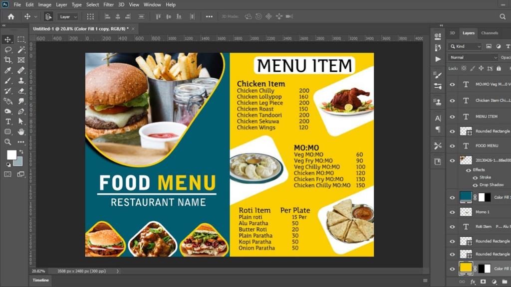Creating a digital menu board design in Photoshop